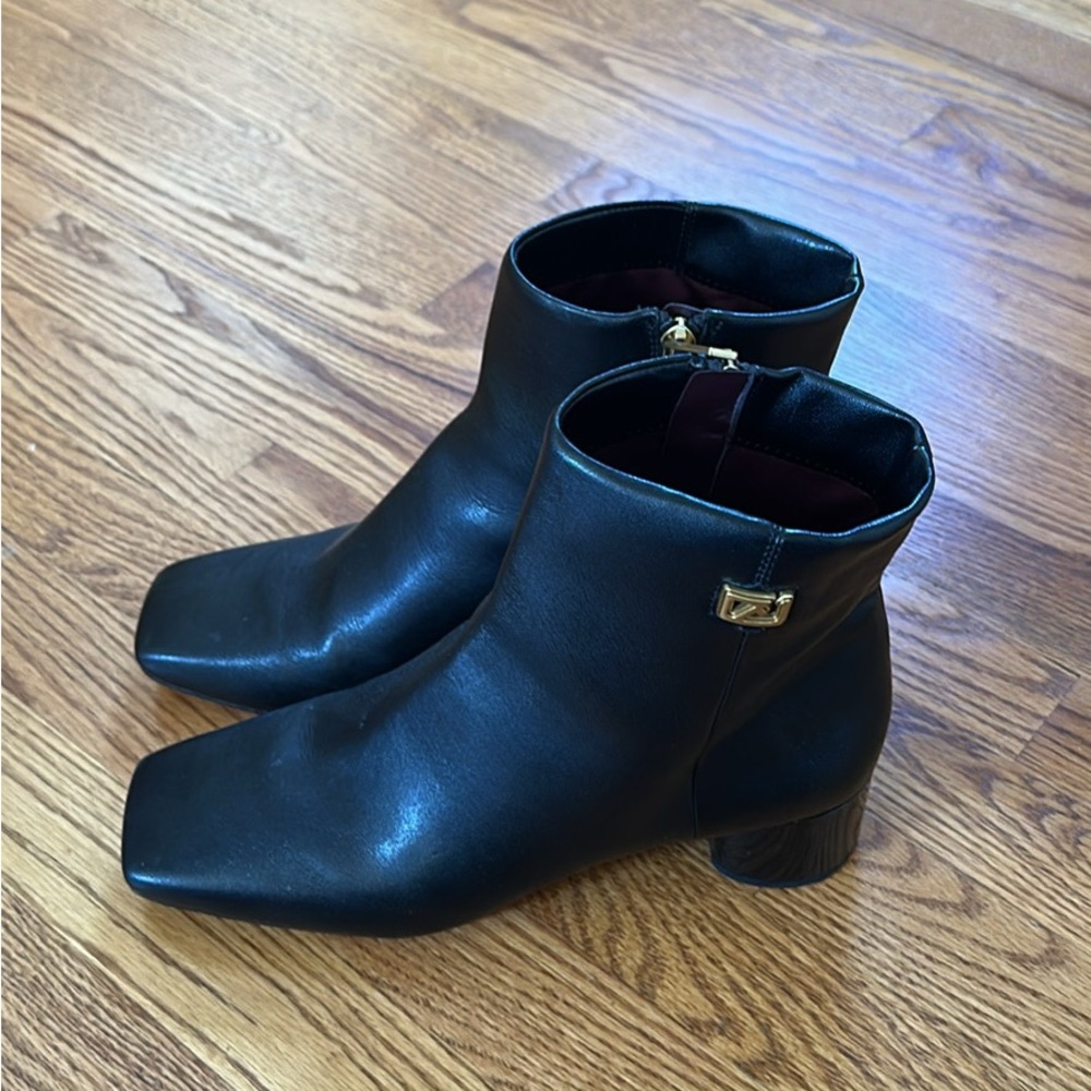 Franco Sarto Black Ankle Boots with Low Block Heel